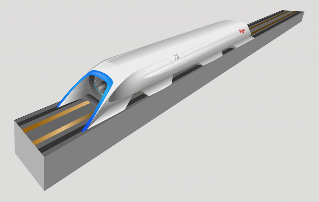 Grafika koncepcyjna Hyperloop. Źródło: wikipedia.org