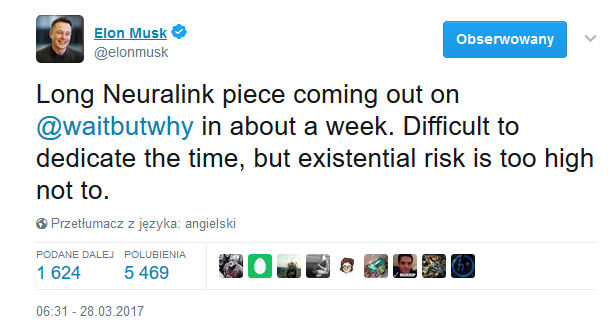 Elon Musk potwierdza swój udział w firmie Neuralink