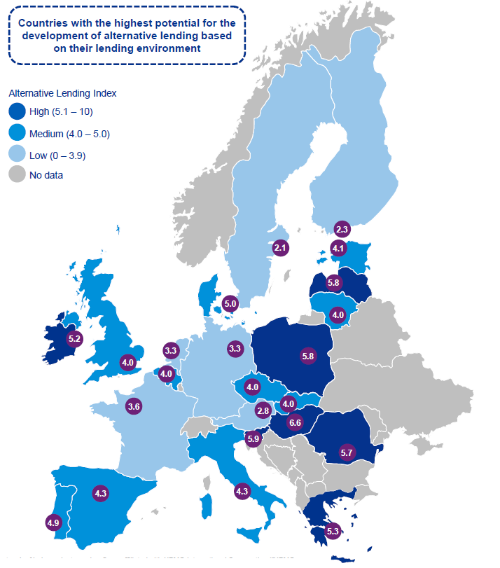Wykres 2. Indeks alternatywnego rynku pożyczkowego (ALI) i jego składowe w krajach europejskich - cz.2.