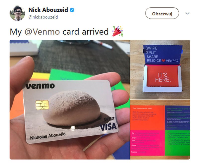 Karta płatnicza od Venmo.