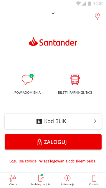 Santander_mobile_Strona_startowa