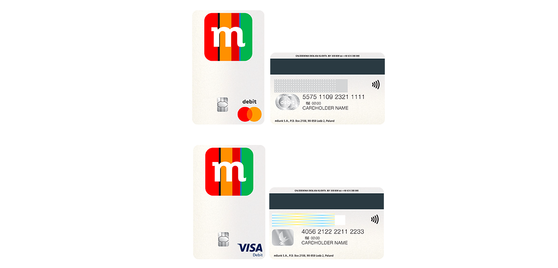 mBank pionowe karty Visa, Mastercard