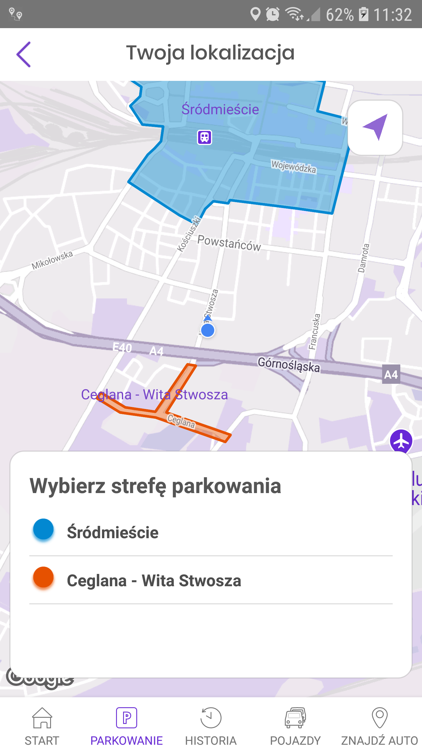 Katowice mPay strefa parkowania